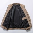 thumbnail image 7 of Mens Oversized Leather Jackets Solid Color Vintage Zipper Long Sleeve Lapel Neck Outerwear Coat, 7 of 7