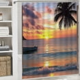 thumbnail image 6 of Orinice Sunset Palm Tree Boat Bathroom Decor Set with Hooks, Colorful Luxurious Shower Curtain Set 100% Polyester Fabric Washable Shower Curtain 69x72, 6 of 7