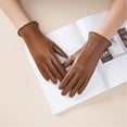 thumbnail image 2 of MIASHUI Women's Leather Gloves with Lining, Winter Windproof Warm Gloves, Thick Thermal Gloves for Driving & Outdoor, Comfortable Stretch Fit Brown, 2 of 5