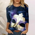 thumbnail image 2 of PMUYBHF T-Shirt Imprimé Joyeuses Fêtes Manches 3/4 Col Rond Blouse 2439 L, 2 of 5