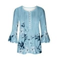 thumbnail image 4 of T-Shirt à Manches Courtes à Col en V à Imprimé Floral pour Femmes Coffee L, 4 of 5