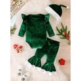 thumbnail image 3 of ENFLASH 3-24M Newborn Baby Girl Christmas Outfits Toddler Santa Long Sleeve Romper Pants Hat Clothes Set, Xmas Green, 3 of 11