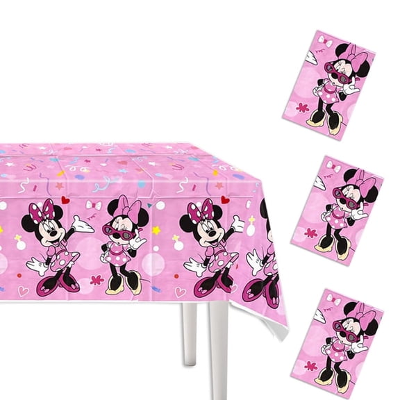 3-pack cartoon/anime tablecloths,Bow-tied mouse disposable tablecloths for birthday parties, suitable for baby-themed parties with rectangular tables, 70 inches x 42 inches.