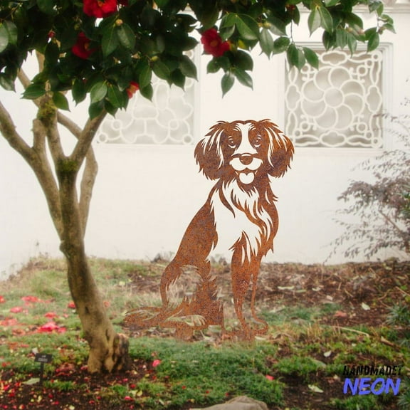 Handmadetneonsign Brittany Spaniel Rusty Metal Stake, Dog Garden Stake, Yard Outdoor Stake Decor 046796