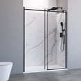 thumbnail image 1 of 32" x 60" Matte Black Alcove Sliding Shower Kit – 8 mm Clear Tempered Glass, SMC Subway‑Tile Walls & Stone‑Textured Side‑Drain Base, 1 of 1