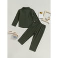 thumbnail image 4 of Bagilaanoe 2pcs Little Boy Long Pants Set Contrast Color Long Sleeve Shirt Tops + Trousers 3T 4T 5T 6T 7T Kids Casual Outfits, 4 of 8