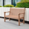 thumbnail image 5 of Psilvam 2-Person Poly Lumber Outdoor Bench with 700 Lbs Weight Capacity – Weatherproof Garden Seating for, Balcony Porch & Park, All-Weather Fade-Resistant Patio Furniture (Teak Color), 5 of 7