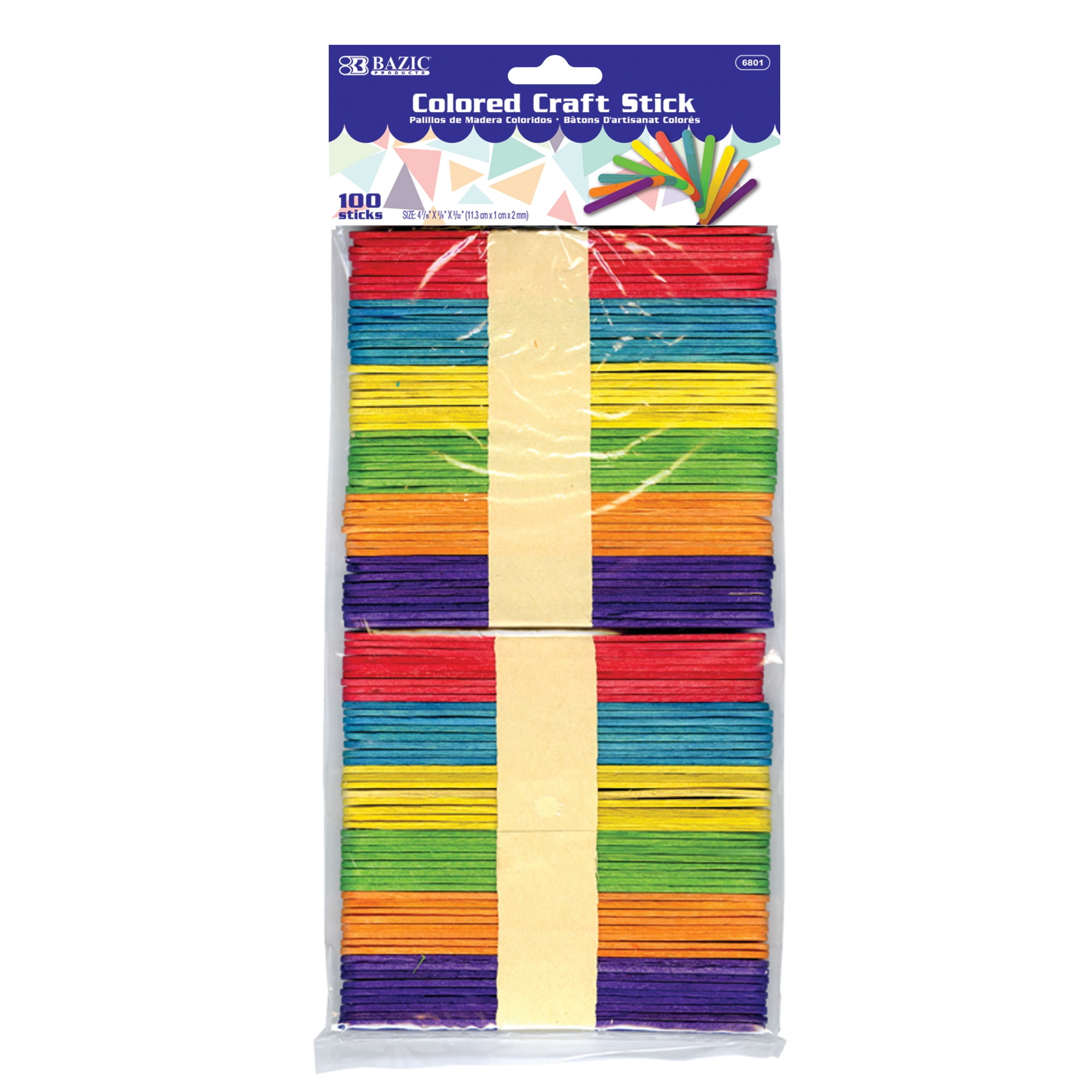 BAZIC Craft Sticks Colored Wood, Standard Size Ice Cream Popsicle Stick