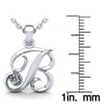 thumbnail image 5 of SuperJeweler B Initial Necklace in 14 Karat White Gold, Diamond Accent and Swirly, With Free 18 inch Cable Chain, for Women, 5 of 6