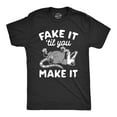 thumbnail image 1 of Mens Fake It Til You Make It Shirt Funny Opossum Rodent Graphic Novelty Tee (Heather Black) - 4XL, 1 of 3
