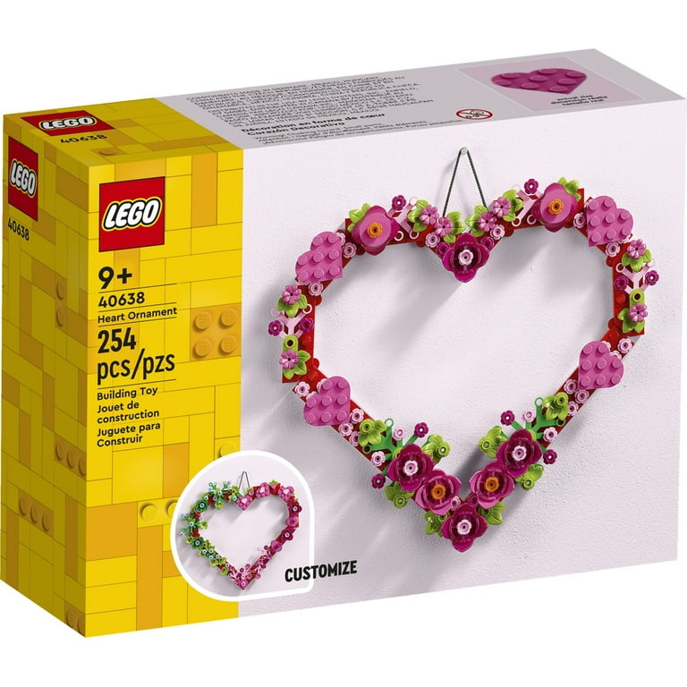 LEGO Heart Ornament Building Toy Kit, Heart Shaped Arrangement of  Artificial Flowers, Great Gift for Valentine's Day, Unique Arts & Crafts  Activity