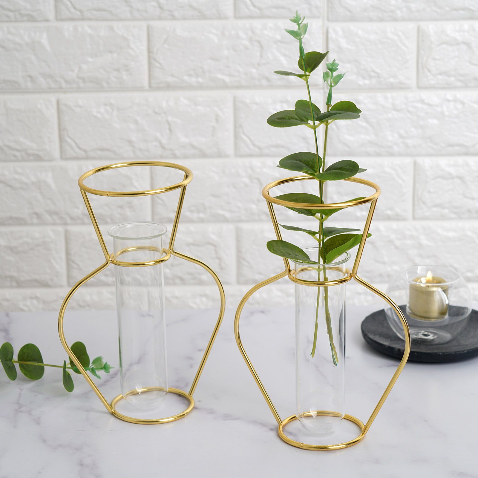 SCRTB Metal Glass Vase 1 Pcs Test Tube Vase,Gold Vases,Geometric Vase,Gold Color Vase Decoration for Home Office Wedding Holiday Party Gifts 