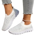 thumbnail image 3 of Womens Mesh Rhinestone Glitter Slip On Orthopedic Sneakers, Ladies Loafers Summer Casual Lightweight and Comfortable Flats Shoes, Breathable Non-Slip Sparkly Walking Shoes Dressy, 39, 3 of 7