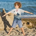 thumbnail image 3 of FORMRS Boys Rash Guard Short Sleeves Swim Shirt Quick Dry UPF 50+ Sun Protection, Sizes 3-12T, Art Mountains, 3 of 6