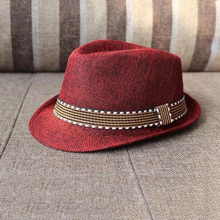 Brown and Red Fedora Hat with Textured Bands Floy - Textured Fedora W Leather Cord by Canadian Hat  main image 4