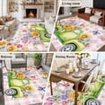 thumbnail image 5 of Large Area Rugs for Living Room Bedroom, Watercolor Floral Truck 6'x9' Rug Washable Carpet Runner Indoor Outdoor, Spring Garden Butterflies Pink Plaid Non Slip Floor Mats Rug for Kitchen, Playroom, 5 of 8