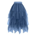 thumbnail image 6 of GEWSEY Tulle Skirts for Women, Puffy Skirt Asymmetrical Midi Length Ruffled Tutu Layered Mesh Fairy Skirt (Navy, S), 6 of 7