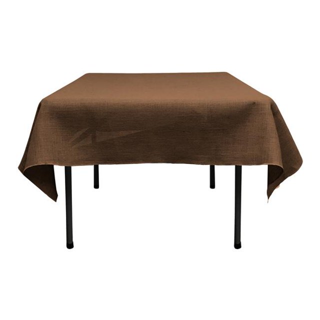 LA Linen TCBurlap58x58-Brown Square Dyed Natural Burlap Tablecloth, Brown - 58 x 58 in.