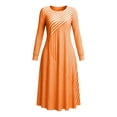 thumbnail image 7 of YuXingFu 100% Cotton Dresses Maxi Crew Neck Plus Size Womens Dress Long Sleeve Pleated Long Casual Summer Orange XL, 7 of 7