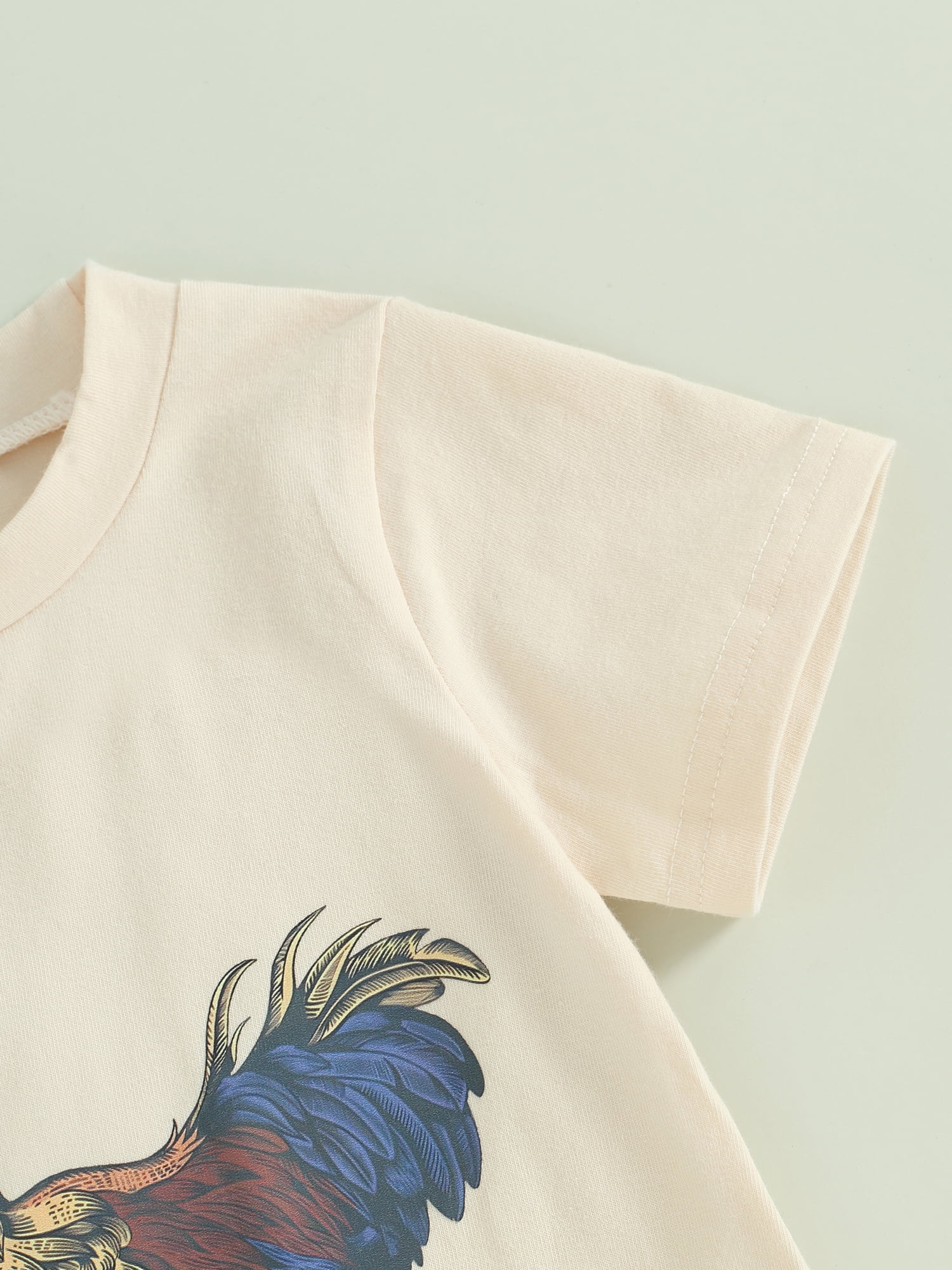 2Pcs Baby Kids Boy Summer Outfits 0 6 12 18 24 Months 2T 3T 4T 5T Short Sleeve Rooster Print T-Shirt + Shorts Set Infant Clothing