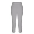 thumbnail image 5 of Womens Cropped Pants for Summer Dressy Capris High Waist Yoga Pants Solid Comfy Stretchy Leggings Workout Compression Pants Women's Pants Gray S, 5 of 5