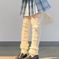 thumbnail image 2 of OOKWE Women Winter Cable Knit Long Leg Warmers Japanese Lolita Cute Plush Hair Ball Bowknot Foot Cover Kawaii Thigh High Socks Boots Stockings, 2 of 12