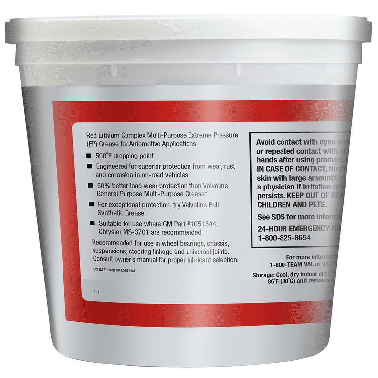 Valvoline MultiVehicle High Temperature Red Grease LB Tub, 45 OFF