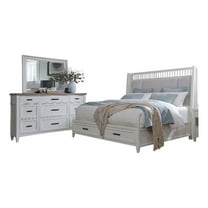 Pemberly Row Bedroom Queen Shelter Bed with Dresser and Mirror