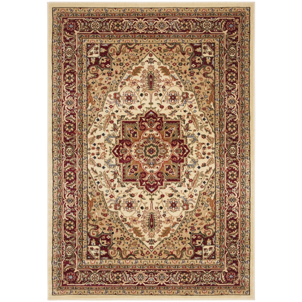SAFAVIEH Lyndhurst Miranda Traditional Bordered Area Rug, Ivory/Red, 3'3" x 5'3"