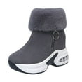 thumbnail image 5 of Women's Fluffy Platform Boots Suede Thick Sole Ankle Snow Booties Slip On Comfortable Non Slip Walking Shoes, 5 of 7