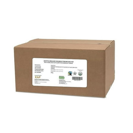 Organic Premium Coconut Cream Unsweetened 24% FAT 5.28 Gal 44lb Bag in Box Shelf Stable