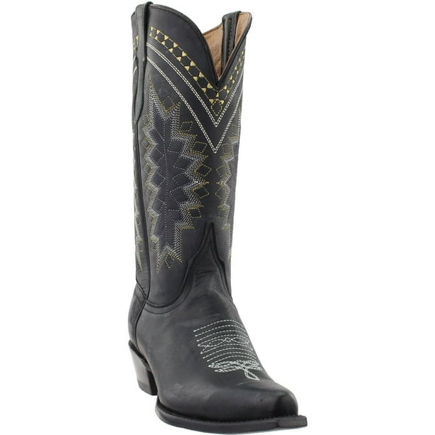 mid calf low heel black boots