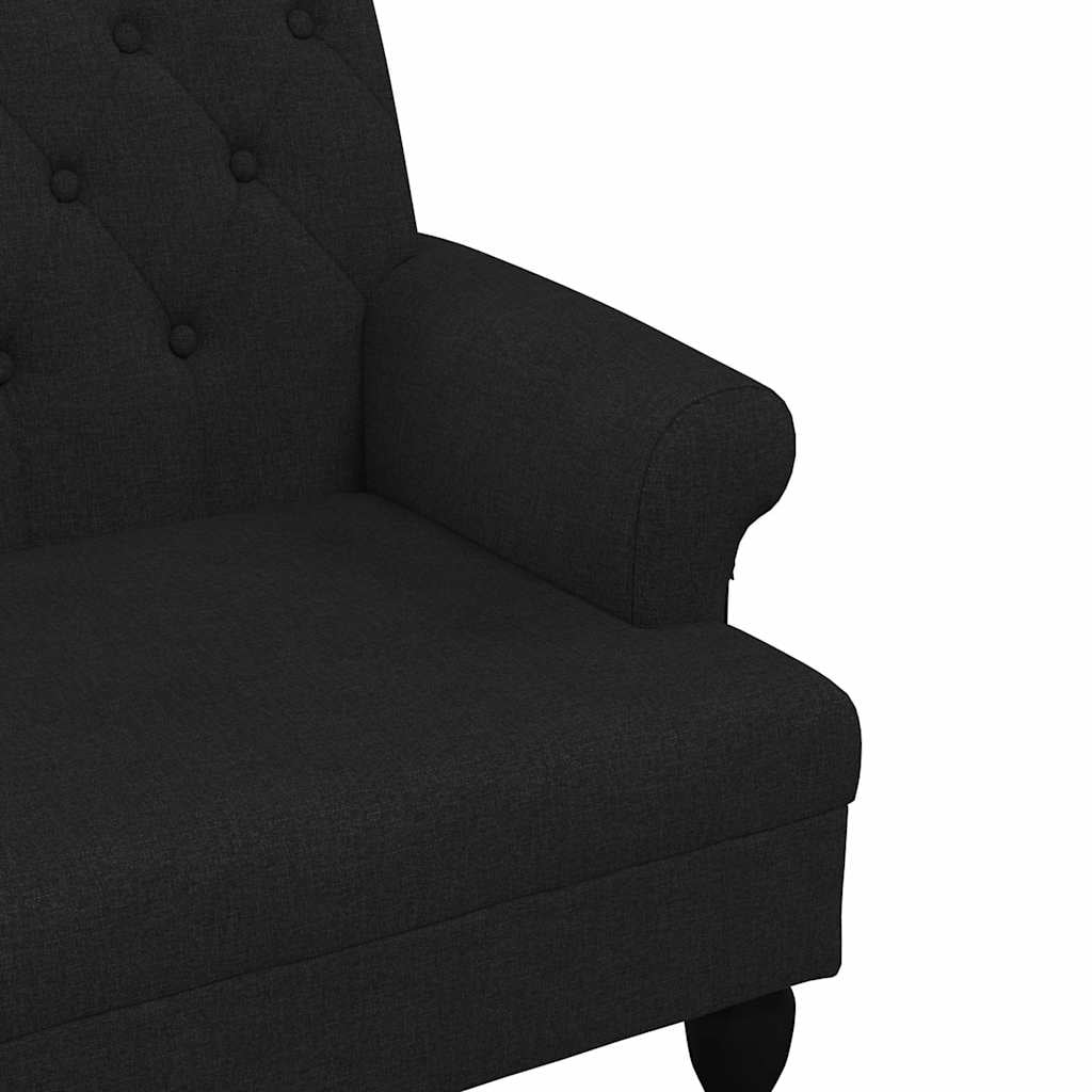 vidaXL 47” W Small Loveseat, Fabric Chesterfield Sofa, 2 Seater Couch for Living Room, Black
