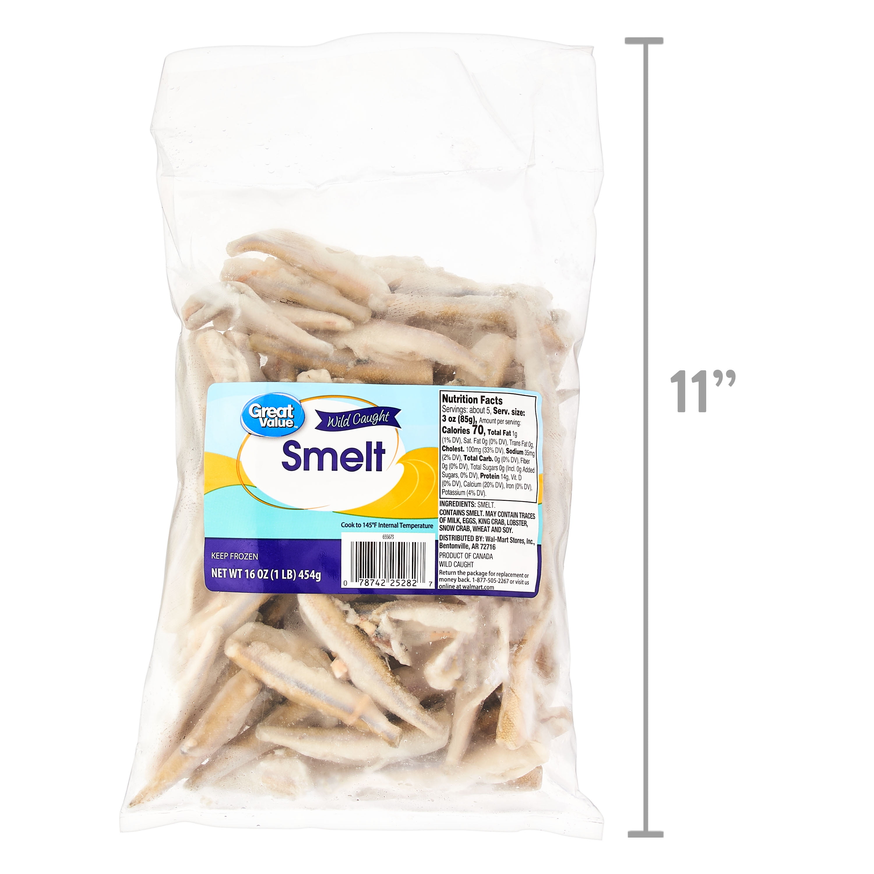 Great Value Frozen Wild Caught Smelt, 1 lb