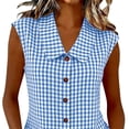 thumbnail image 6 of Womens Sleeveless Tank Tops Plaid Printed Collared Camisole for Women Button Down Dressy Casual Shirts, 6 of 7