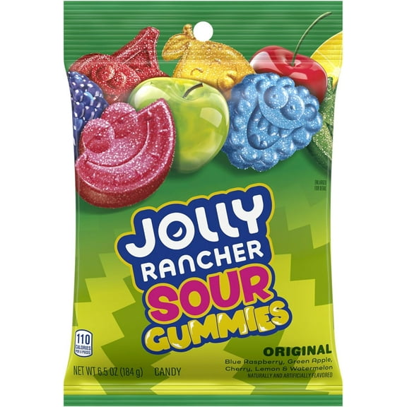 JOLLY RANCHER Gummies Sours Assorted Fruit Flavored Candy Bag, 6.5 Oz