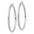 thumbnail image 2 of 14K White Gold Earring Hoop Women'S 50 mm Diamond-Cut 3Mm Round Earrings, 2 of 3