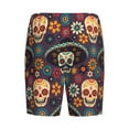 thumbnail image 4 of Rocae Skulls and Flowers for Men's Soft Sleep Pajama Shorts, Waistband and Pockets, 4 of 9