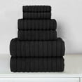 thumbnail image 2 of Elegant Comfort 100% Turkish Cotton Corduroy Ribbed Luxury Bath Towels 6-Piece Set, Premium Feel - Quick Dry, Highly Absorbent, Contains 2 Bath Towels, 2 Hand Towels, and 2 Washcloths, Black, 2 of 6