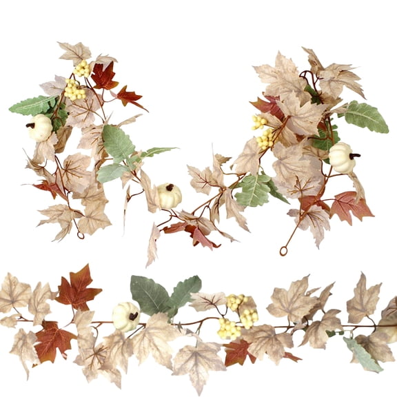 Aximioll Fall White Maple Leaf Wreath 67.7In, Layered Greenery, Fall Wreath Decor for Front Door Wall Entryway Mantel