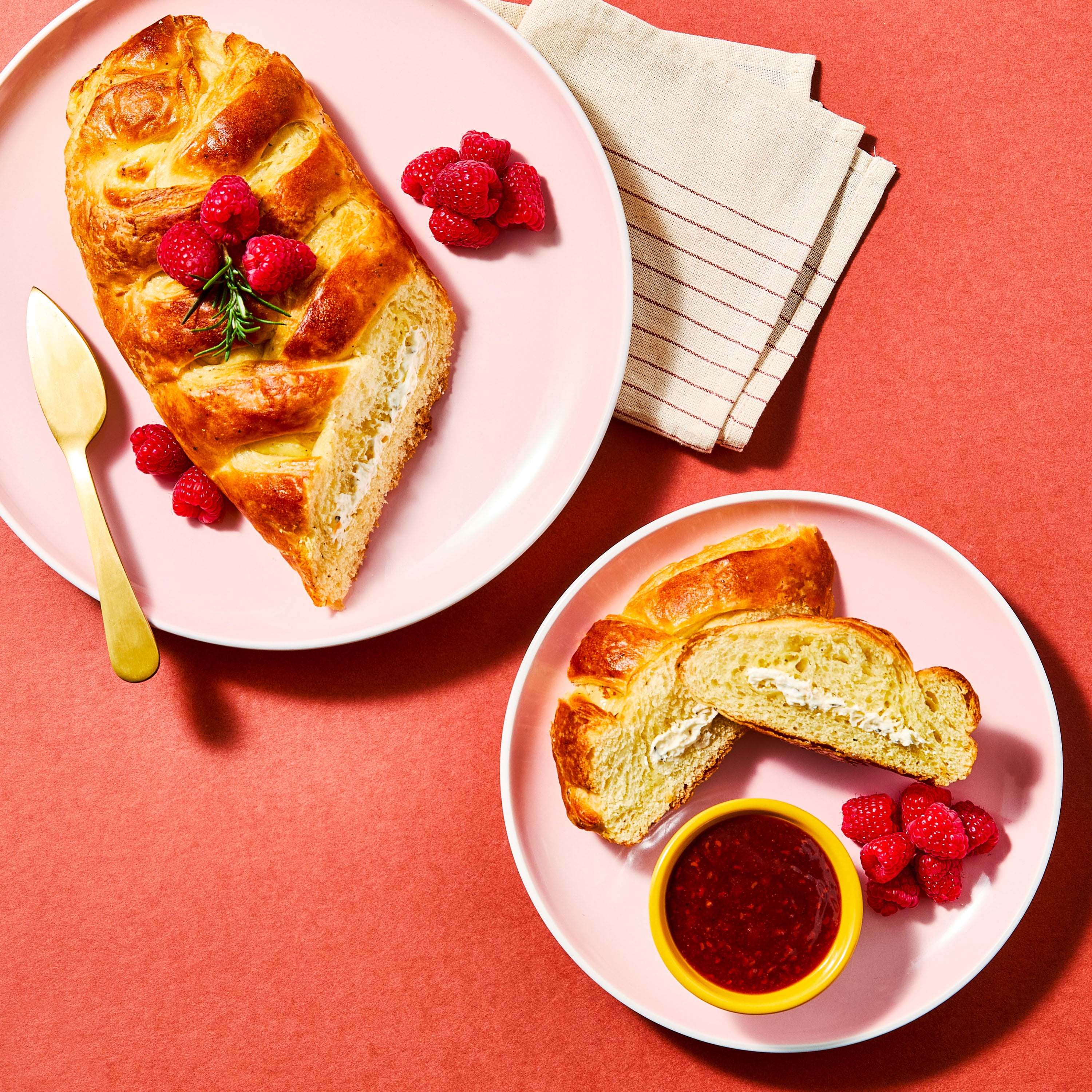 bettergoods Hand-Braided Four Cheese Stuffed Pastry with Raspberry Sauce, 17 oz