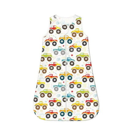 

Fotbe Cartoon Monster Trucks Pattern Sleep Sack - Baby Wearable Blanket with Zipper Extra Soft Cotton Sleeveless Sleeping Bag for Infants-Medium