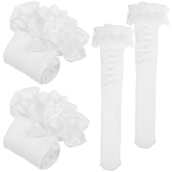 Onaparter 2 Pairs Stocking Stuffers' Womens Socks Stockings for Bows Knee Costume Girls Women's Miss （White）