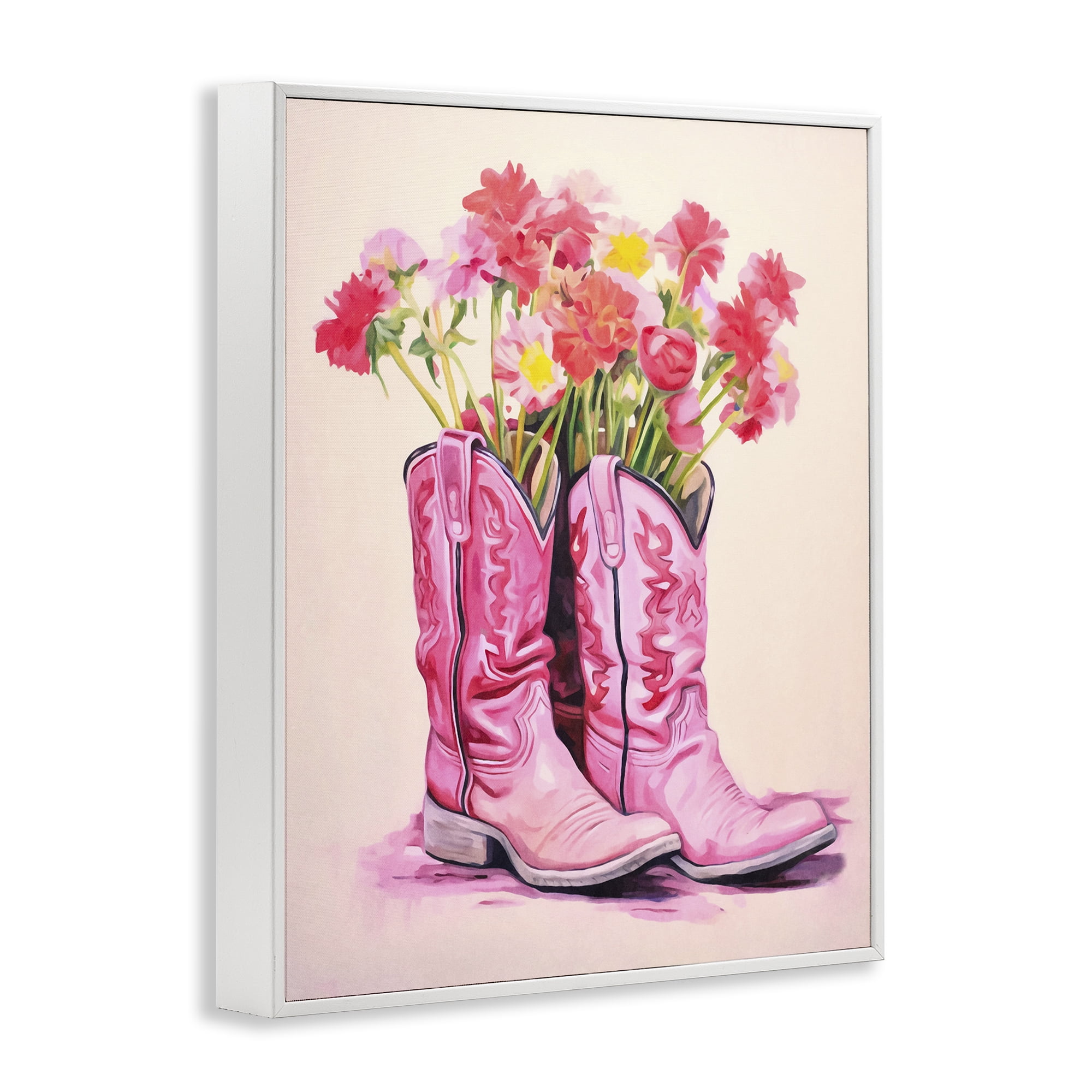 Stupell Industries Pastel Western Whimsy Botanical & Floral Painting White Framed Art Print Wall Art, 11 x 14