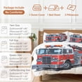 thumbnail image 6 of Queen 4 Piece Bedding Set Red Fire Truck Cartoon Car Soft Breathable Duvet Cover and Pillowcase, Modern Minimalist Style Duvet Cover Set Bed Sheets for Bedroom Dormitory Guest Room, 6 of 9