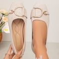 thumbnail image 6 of Miluxas Womens Square Toe Flats, Decorative Buckle Ballet Shoes, Soft Slip On Casual Flats, Low Heel Work Shoes for Women White 9.5(43), 6 of 9