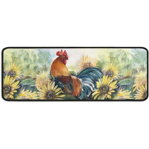 2 Pieces Sunflower Kitchen Rugs and Mats Sunflower on The Wooden Kitchen Decor Farmhouse Anti Fatigue Mat Non Skid Washable Standing Mat Live Laugh Love Kitchen Rugs17x24+17x48inch