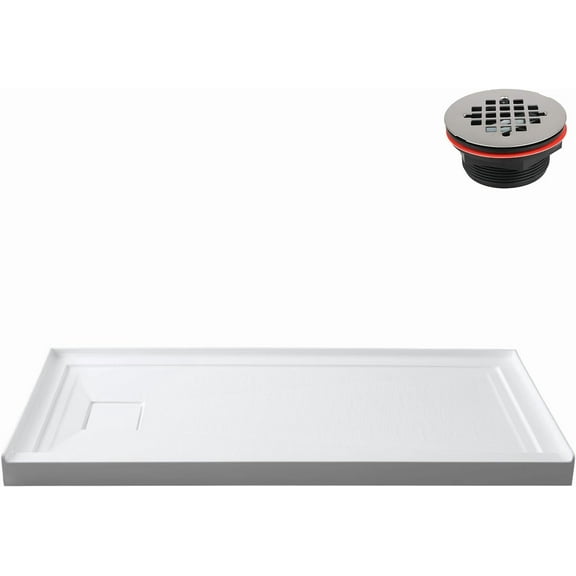 Streamline GB-614-460 60 in. x 32 in. Alcove Acrylic Shower Base in Glossy White With Left Drain, Drain Included