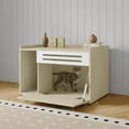 thumbnail image 2 of Cat Litter Box Furniture - Modern Hidden Enclosure Cabinet (Wood Color) for Large Cats, Ventilated Multi-Functional Cat House, 2 of 8