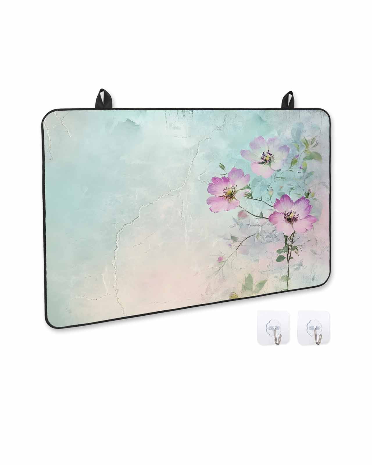nqOlkjepod Large Induction Cooktop Protector Mat 36"x21", Pink Floral Stove Top Covers for Electric Stove, Spring Botanical Pastoral Vintage Country Stove Burner Cover Mats, Glass Top Stove Cover
